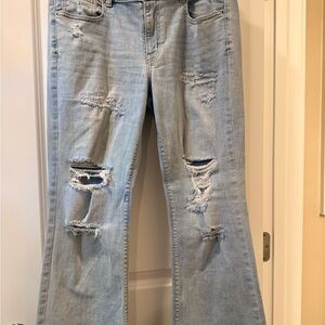 Stylish Light Blue Distressed Women's Jeans